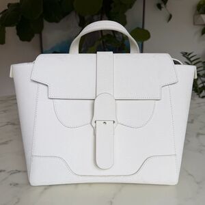 Senreve Midi Maestra Bag in Mimosa Blanc White Leather Convertible Backpack